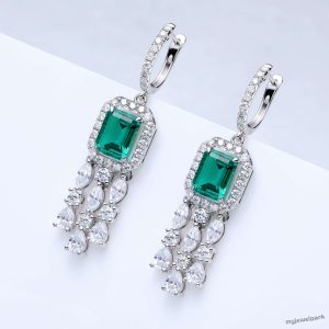 huggie hoop with emerald,bride wedding luxury earrings