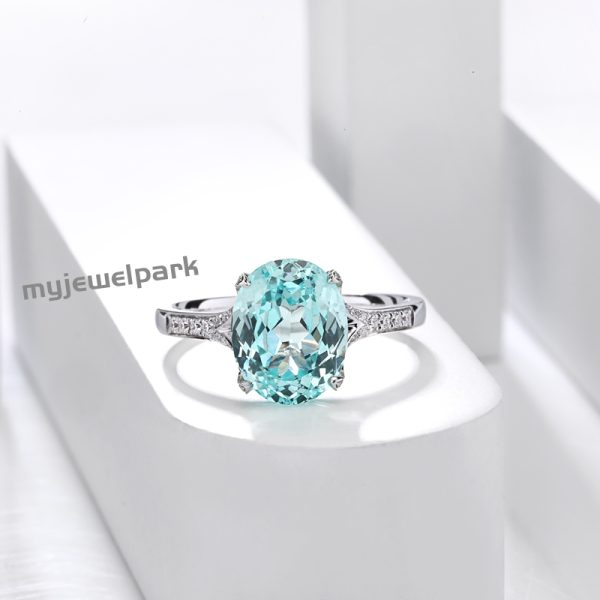 Long Cushion Lab Grown Sapphire Ring