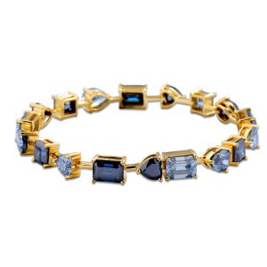 Multi Shape Blue Moissanite Tennis Bracelet