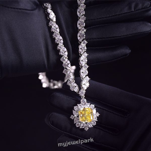 Yellow Diamond Halo Pendant