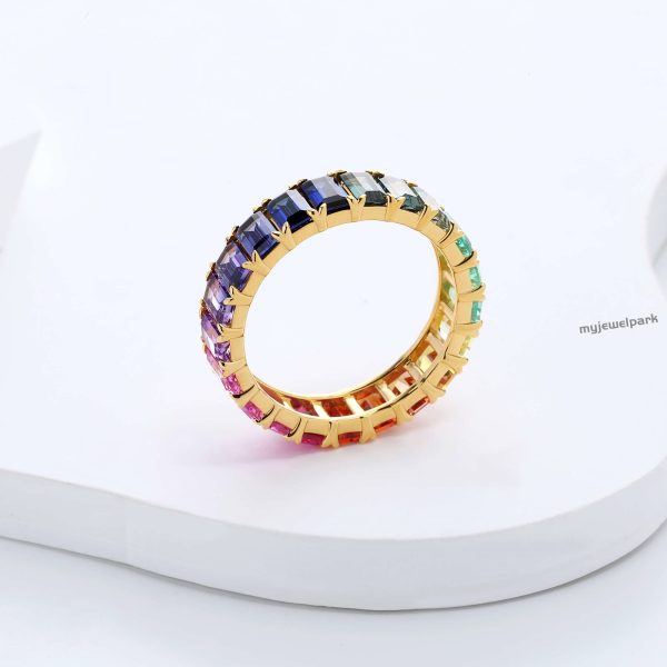 Lab Grown Sapphire Rainbow Ring