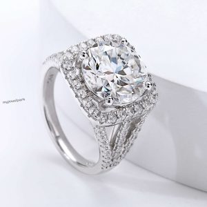 Square Round Moissanite Ring