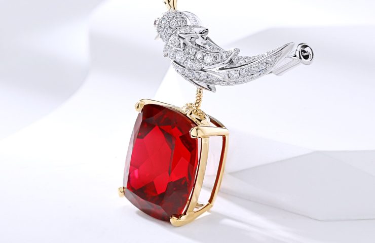 Exquisite Lab Ruby brooch