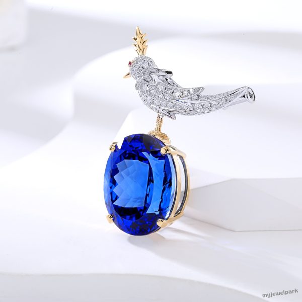 Lab Sapphire square brooch