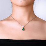 lab emerald solitaire necklace