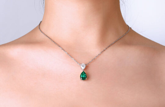 lab emerald solitaire necklace