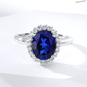 Elegant Lab Sapphire Ring Exquisite Gift