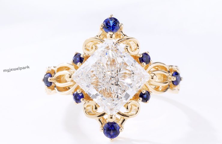 lab sapphire engagement diamond ring