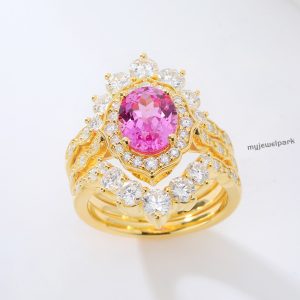 18K Gold Ruby Diamond Wedding Ring