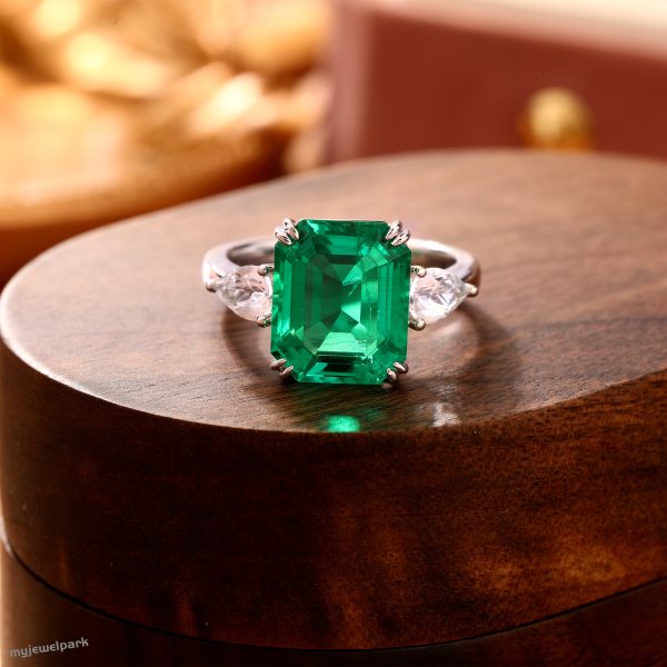 Three Stone Emerald Ring
