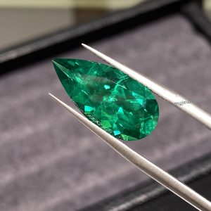Pear Lab Grown Colombian Emerald ViVid Green 5.19ct