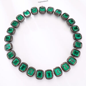 Luxurious Lab Grown Emerald Tennis Necklace
