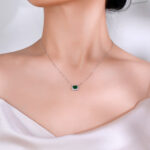 lab emerald bezel necklace