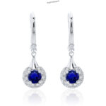 Sapphire Halo Dangle Earrings