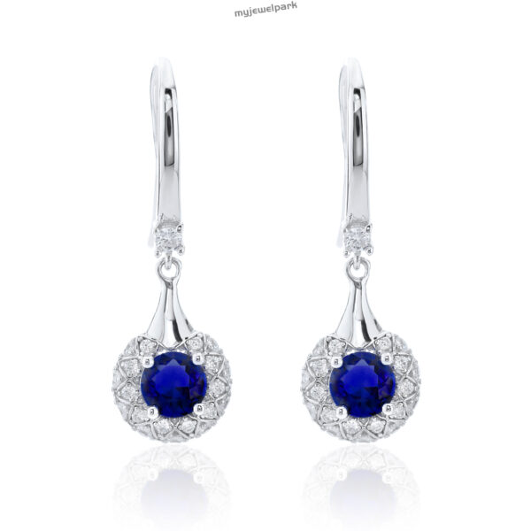 Sapphire Halo Dangle Earrings