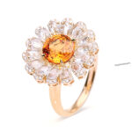 Sunflower Orange Sapphire Ring