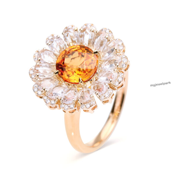 Sunflower Orange Sapphire Ring
