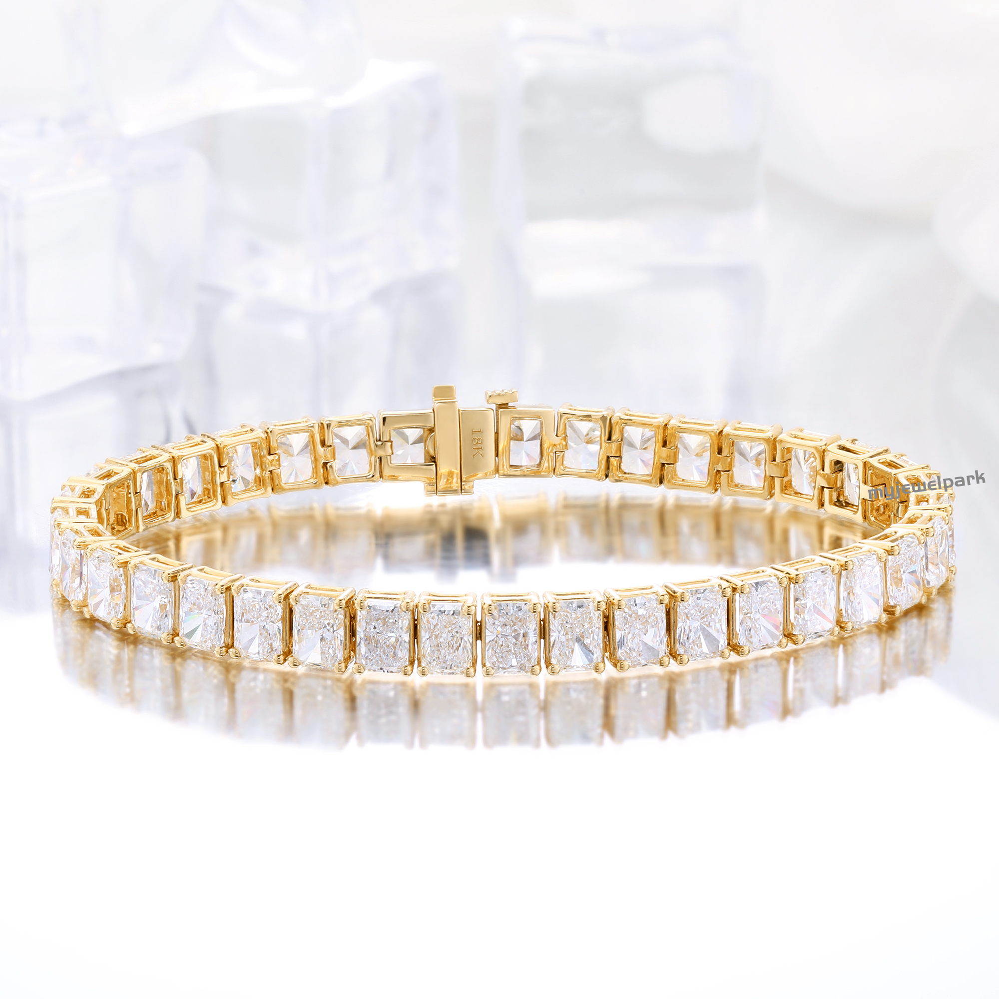 18K Gold Ice Cut Lab Diamond Bracelet