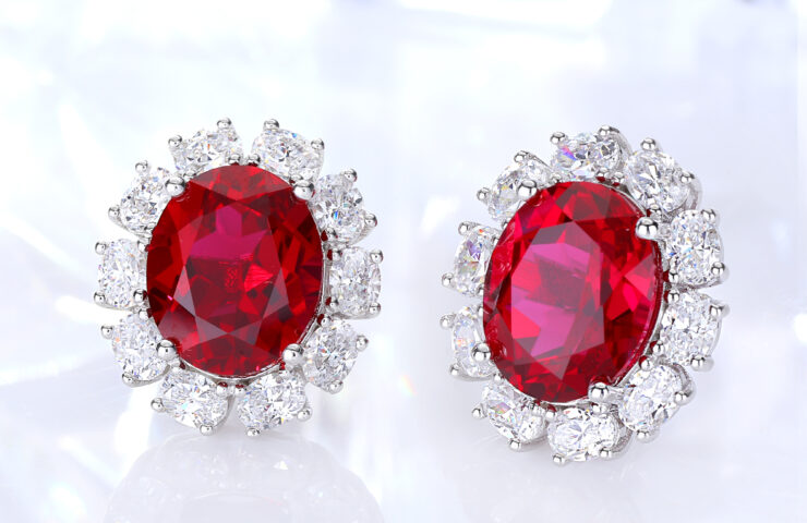 lab grown ruby studs