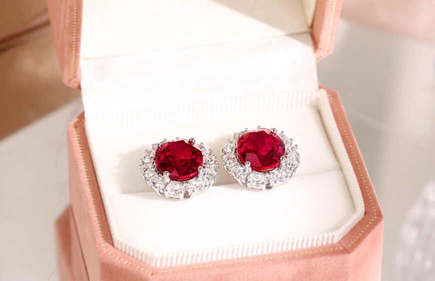 affordable lab grown ruby earrings