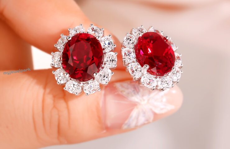 lab grown ruby stud earrings