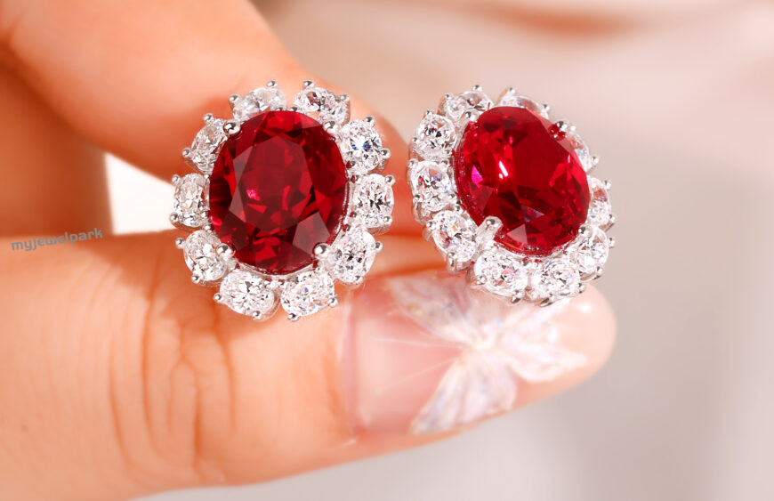 lab grown ruby stud earrings