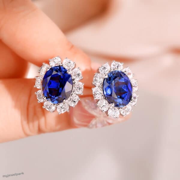 lab grown sapphire earrings