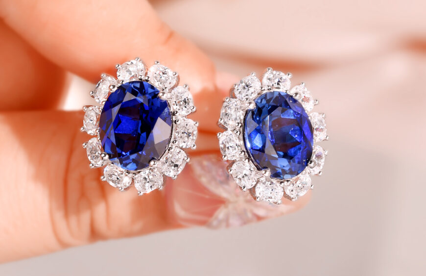 lab grown sapphire earrings