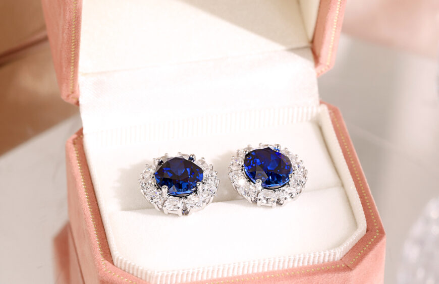 lab grown sapphire earrings