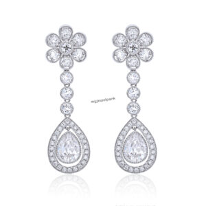 18K Pear Lab-Grown Diamond Halo Earrings
