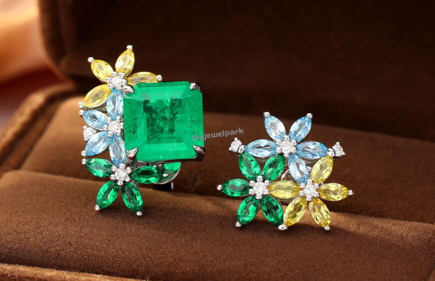 lab grown emerald stud earrings