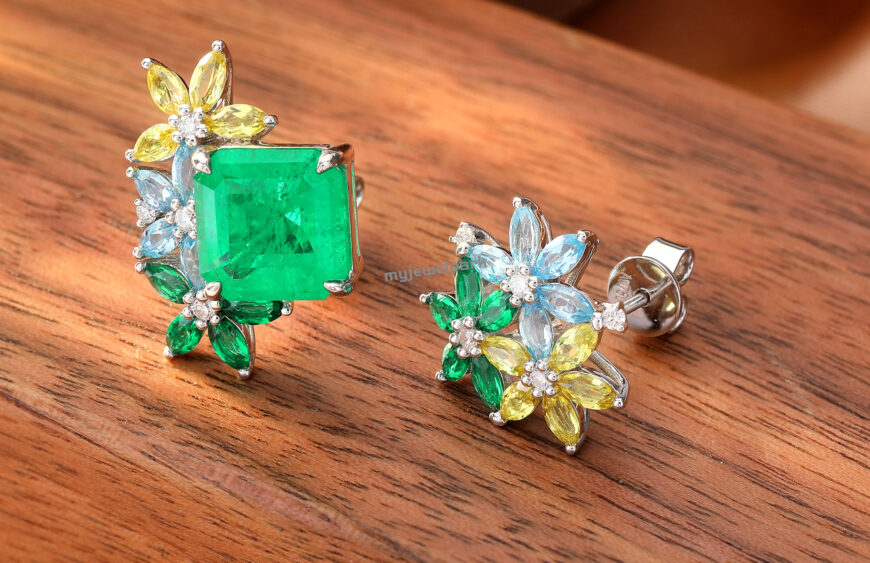 lab grown emerald studs