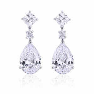 18K Pear Moissanite Drop Earrings