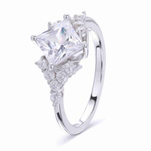 18K White Gold Princess Cluster Diamond Ring
