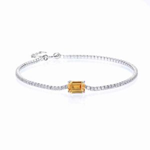 Emerald Cut Lab Grown Yellow Sapphire Tennis Bracelet