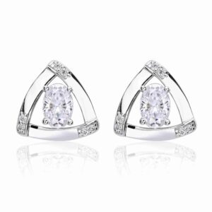 Triangle Frame Oval Lab Diamond Stud Earrings
