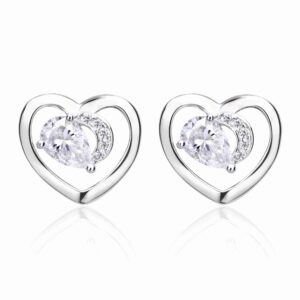 Heart Frame Pear Moissanite Stud Earrings