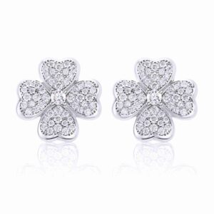 18K Lab Diamond Pave Clover Stud Earrings