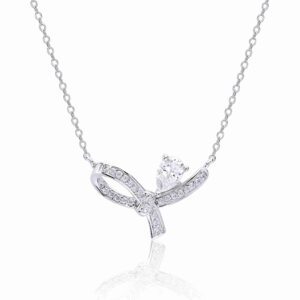 Pear Moissanite Bow Pendant Necklace By MyJewelPark