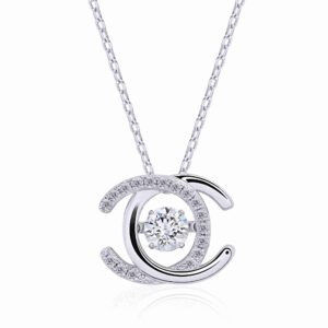 Double C Pavé Dancing Moissanite Necklace by MyJewelPark