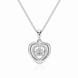 Dancing Heart Double Layer Pavé Moissanite Pendant
