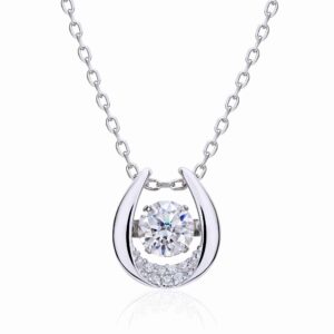 Dancing Horseshoe Pavé Moissanite Pendant by MyJewelPark